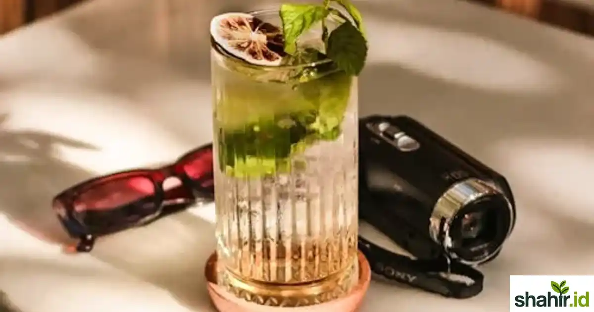 MInuman lemon segar yang di tambahkan daun mint